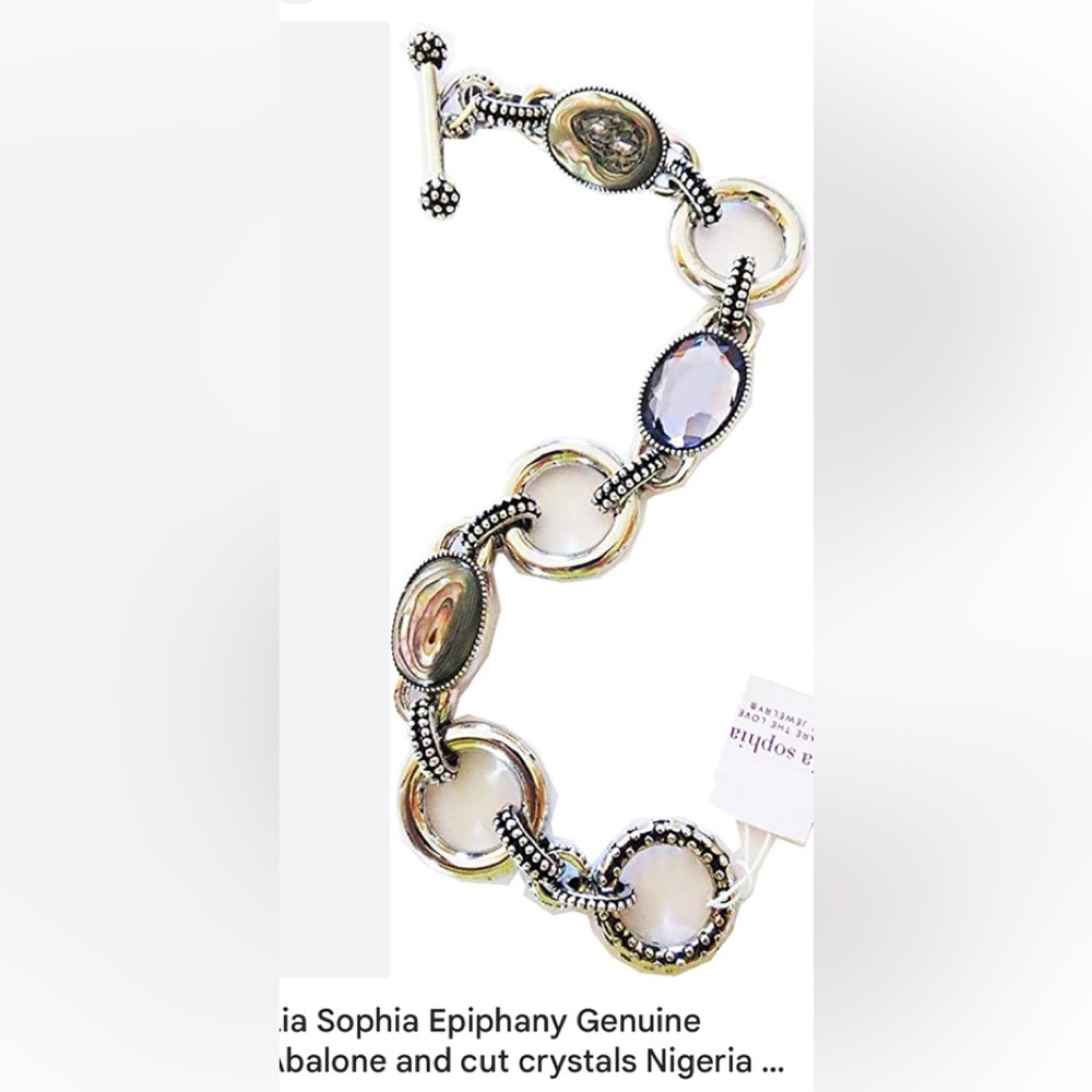 💙Lia Sophia purple amethyst and abalone 8” bracelet.